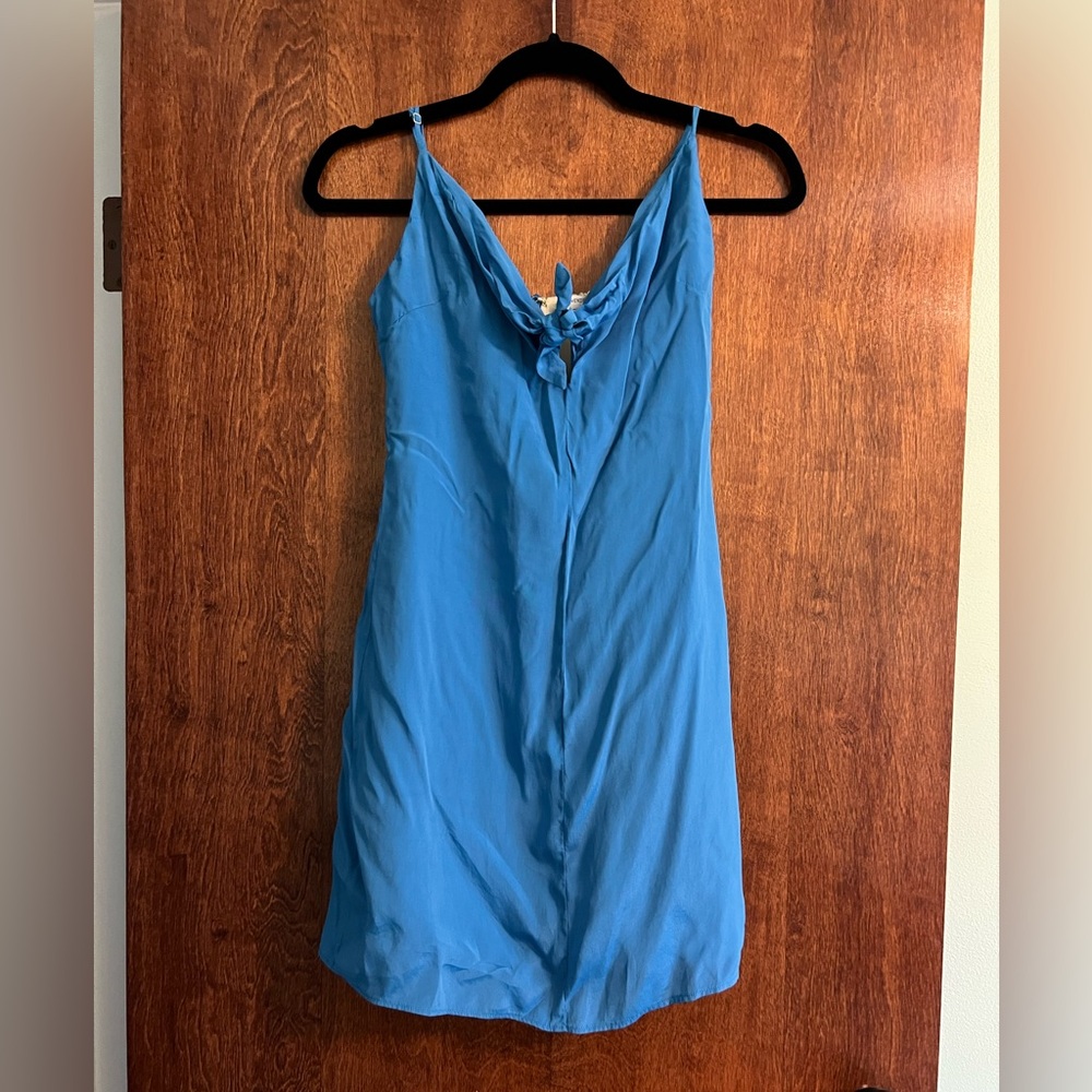 Lavender Brown blue tie‎ front mini dress size XS